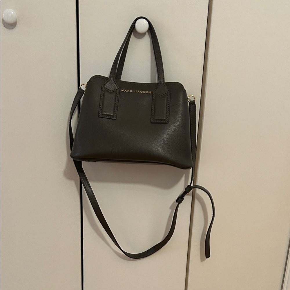 Marc Jacobs Dark Olive Crossbody Pebbled Leather Bag